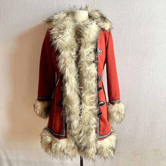 1970s Hippie Boho Wool & Faux Fur Coat - Picture 7 of 10
